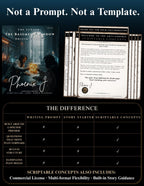 Promotional graphic for a digital prompt template bundle titled 'Not a Prompt. Not a Template.